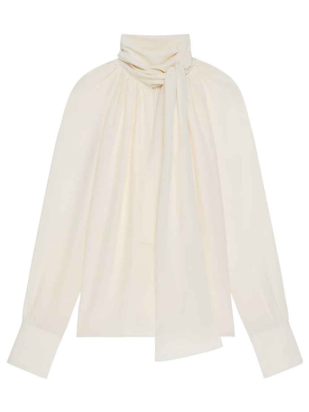 Givenchy Ivory Tie-Neck Long Sleeve Blouse